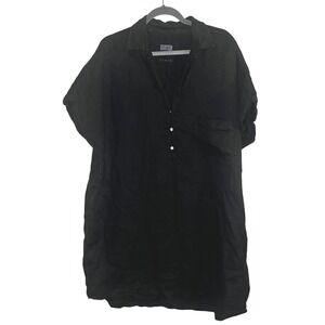 Grayson Frank Eileen Dress Womens 5 (XL) Black Linen Art Tunic Oversized Pockets